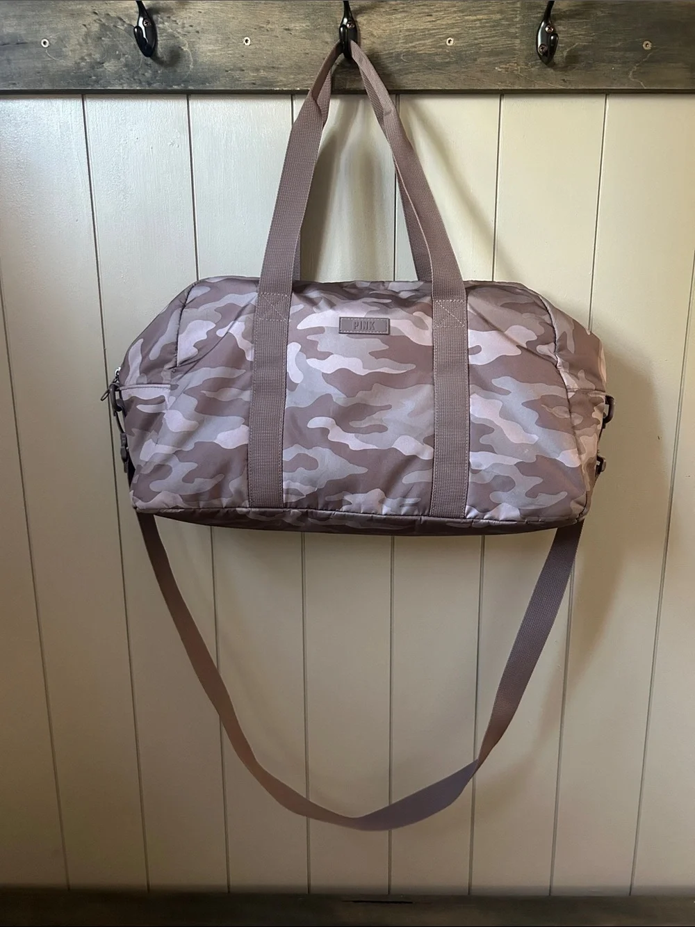 PINK Mauve Pink Camo Duffel Bag